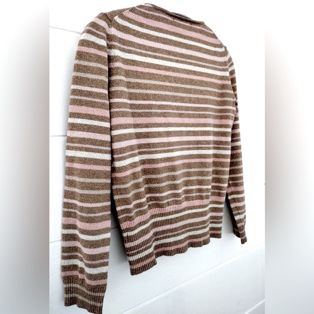 Liz Claiborne Vintage Pink Striped Relaxed Ribbed Blouse EUC - Picture 6 of 15